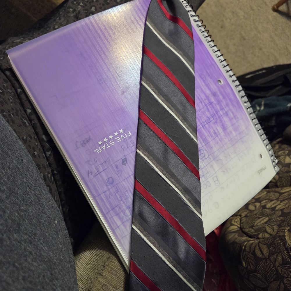 Classic Red and Gray Striped Tie